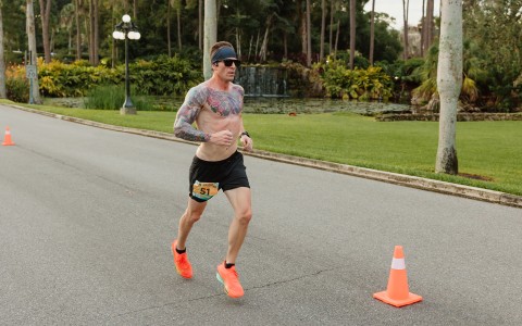 a man running on a road