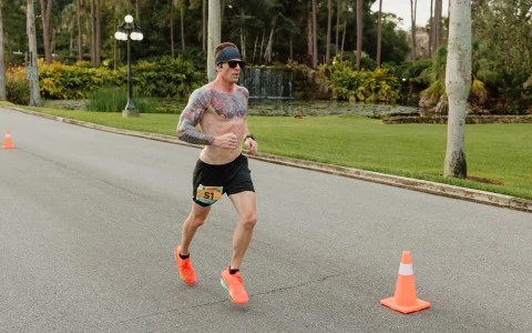 a man running on a road