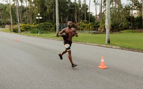 a man running on a road
