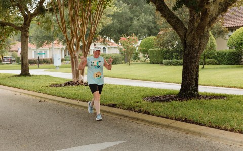 a person running on a road