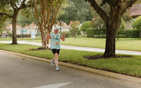 a person running on a road