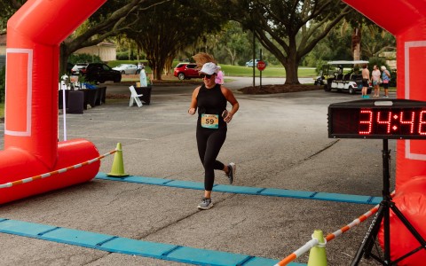 a woman running in a race