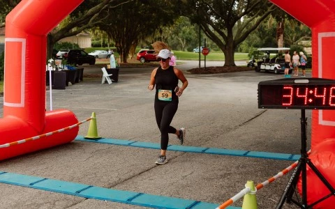 a woman running in a race