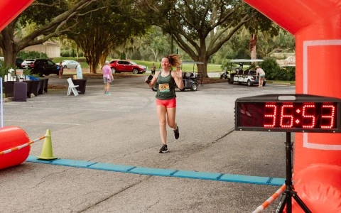 a woman running in a race