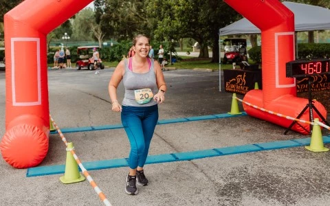 a woman running in a race