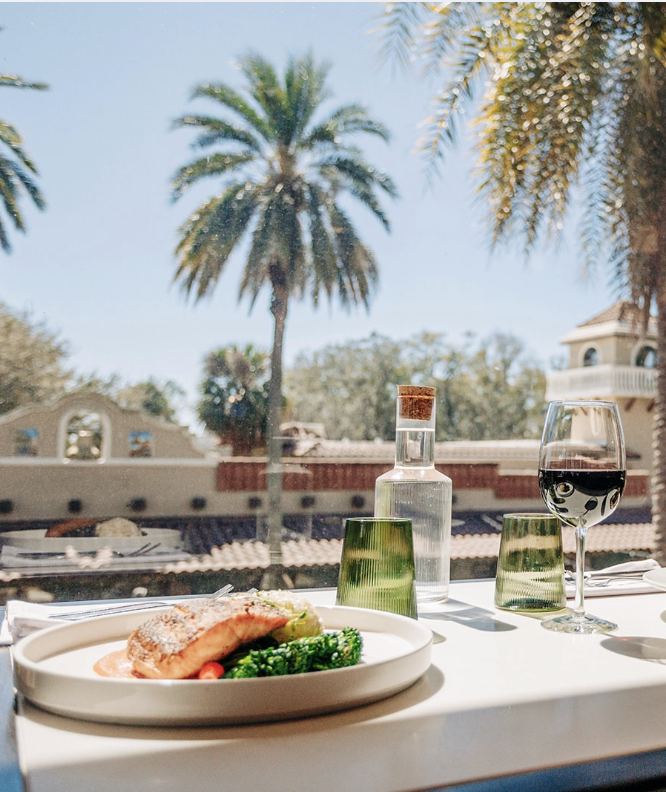 a table with food and glasses on it