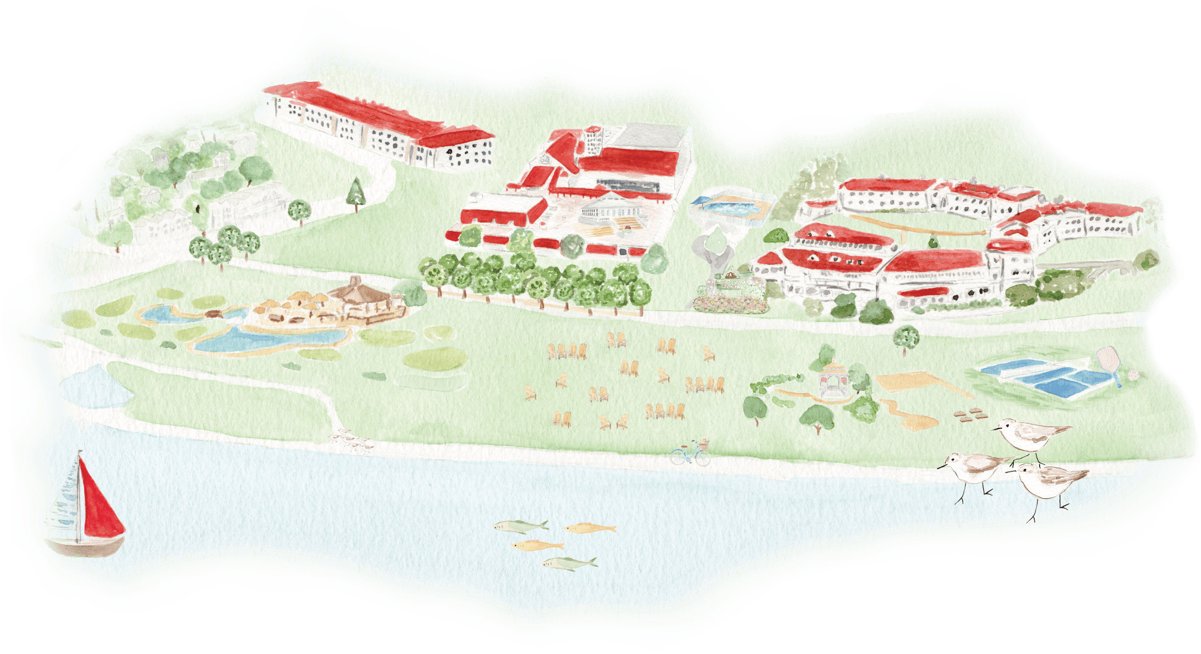 a watercolor drawing of a town