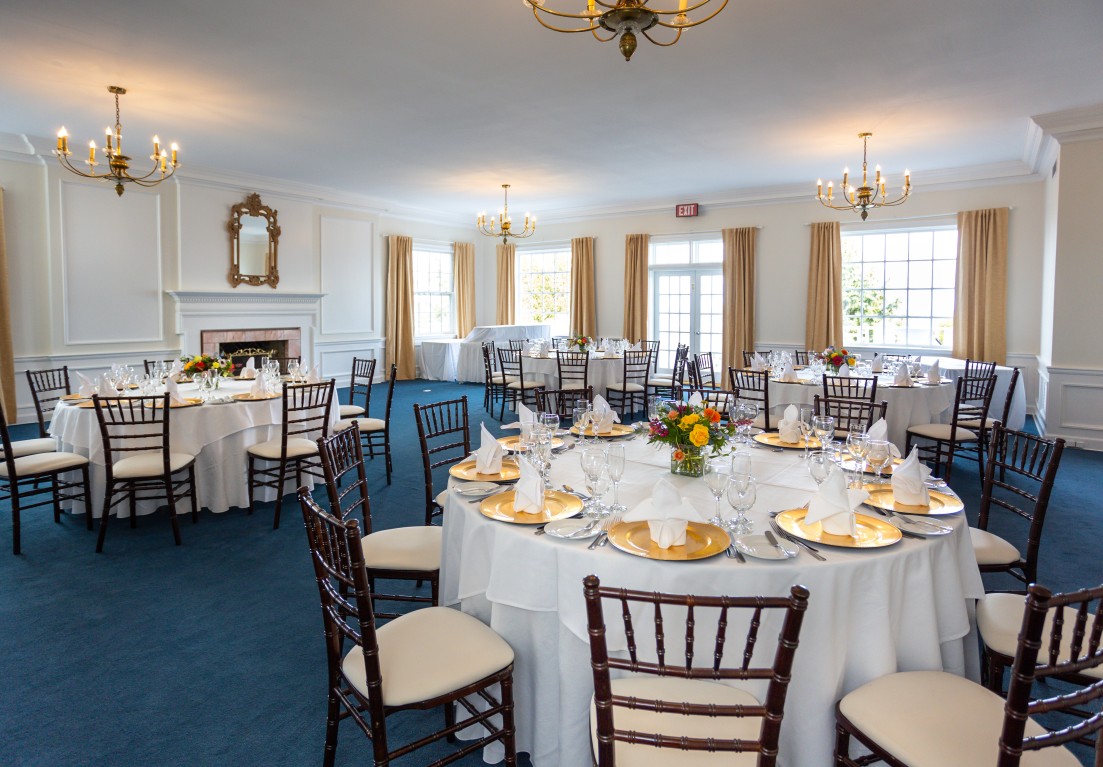 a room with tables and chairs