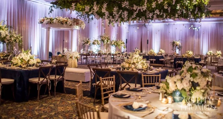 a room with tables and chairs