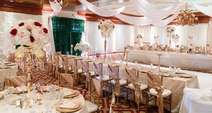 a room with tables and chairs