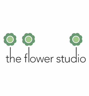 a logo with green flowers