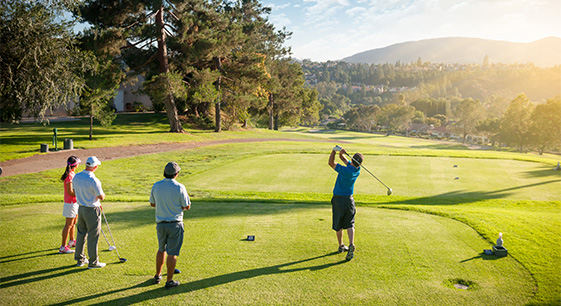 a group of men playing golf