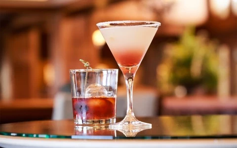 two glasses on a table