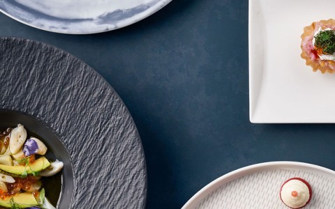 a group of plates of food