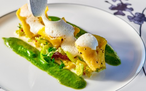 a plate of food with sauce