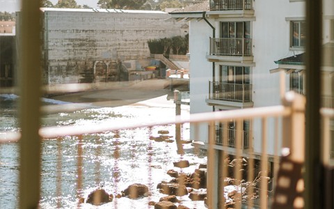 a view of a river from a balcony