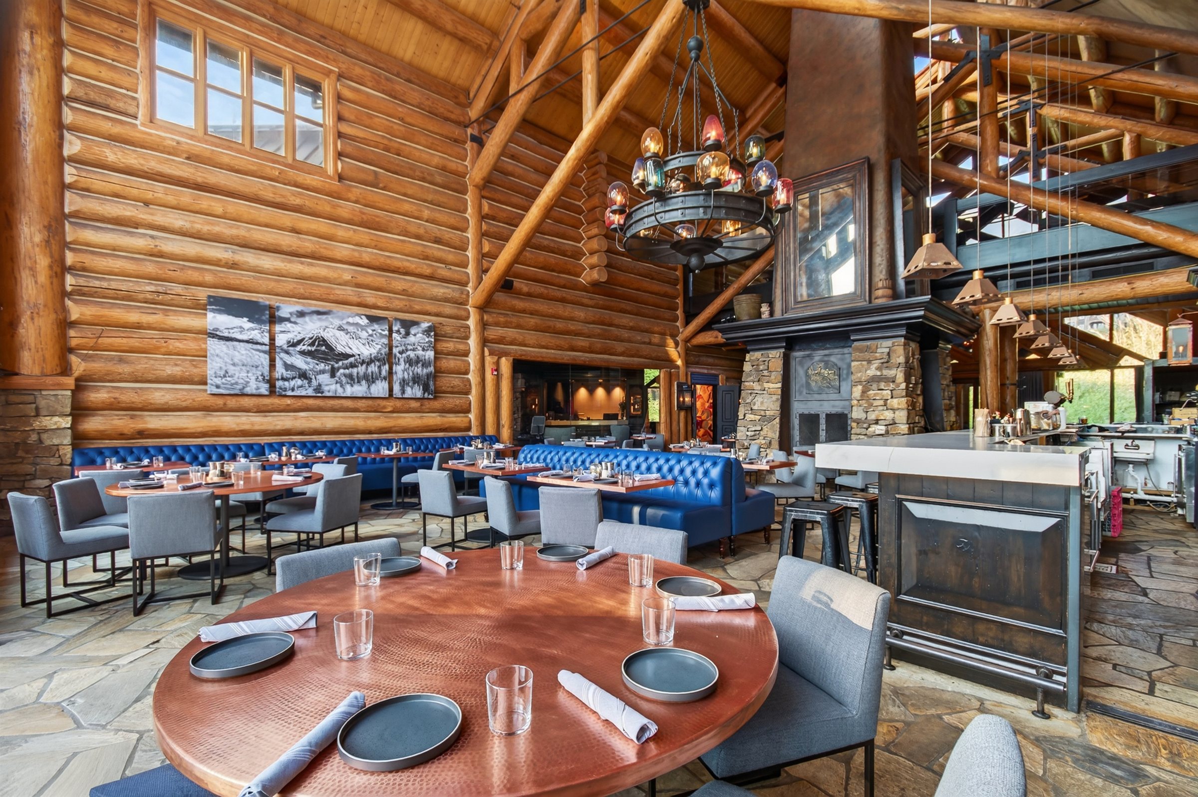 a restaurant with tables and chairs