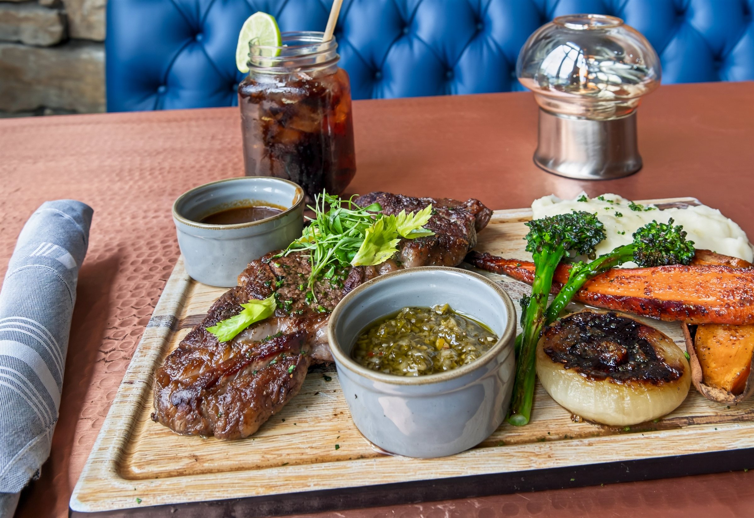 a plate of meat and vegetables