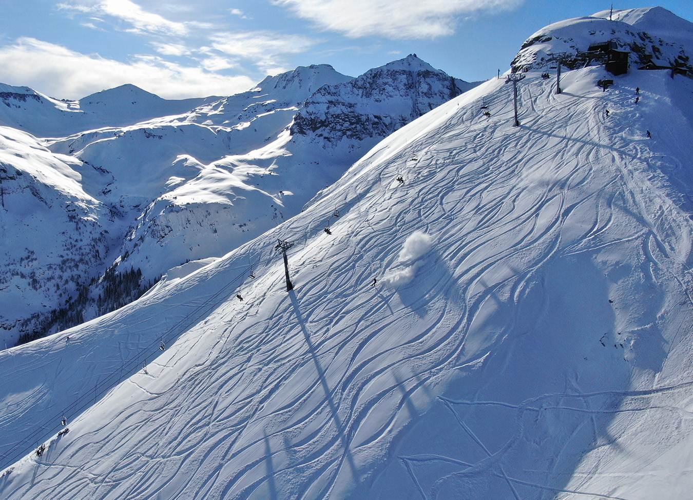 Fresh ski tracks on a Telluride run
