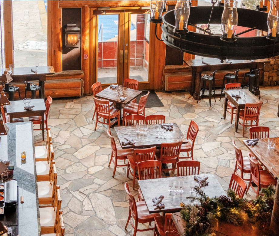 a restaurant with tables and chairs