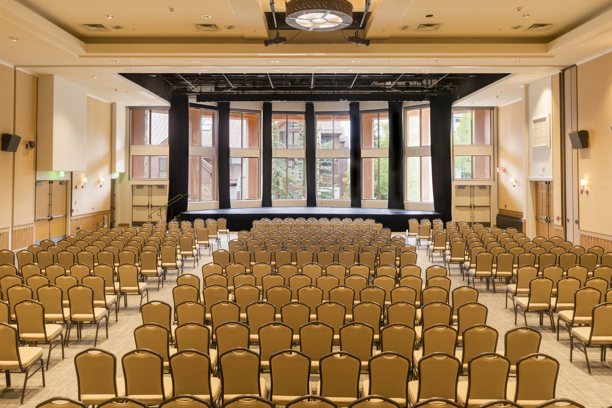 The Mountain Village Ballroom at the Telluride Conference Center, set theater style