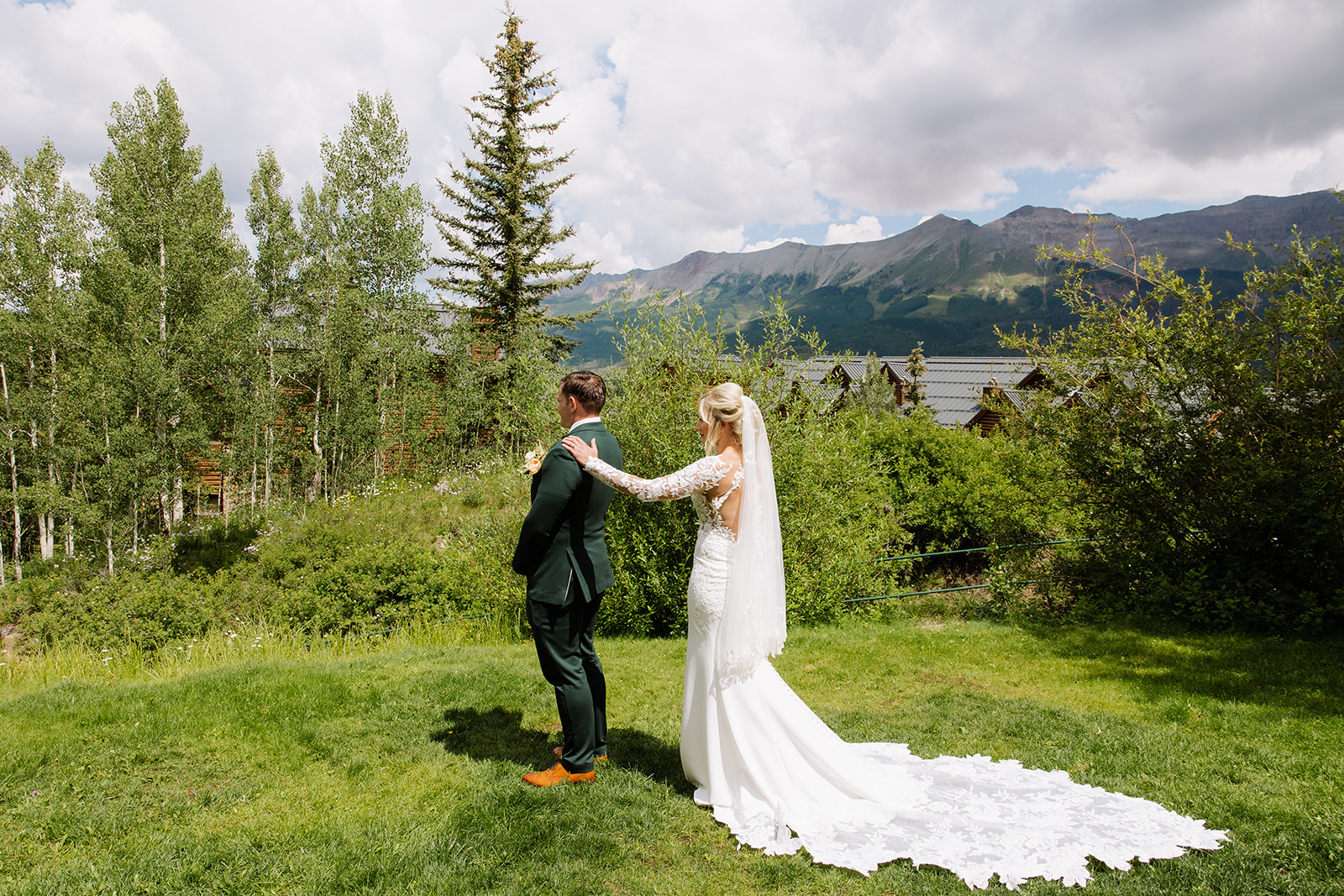 a man and woman in a wedding dress