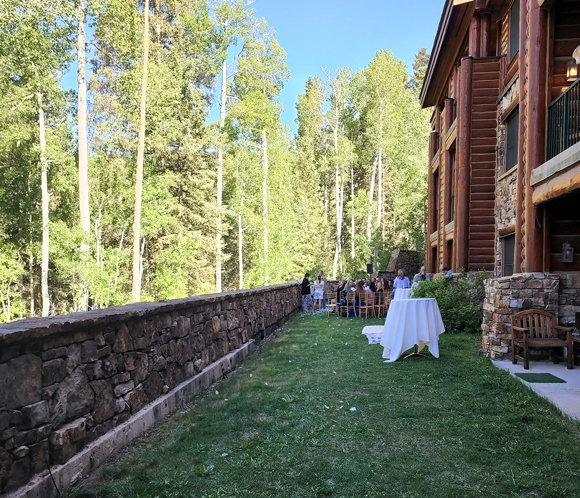 a group of people outside a building