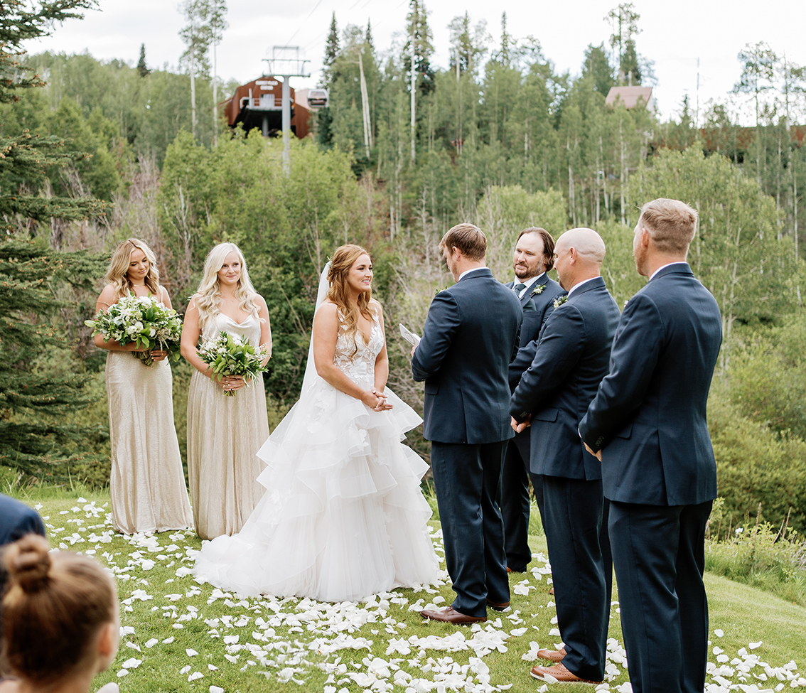 a group of people standing outside