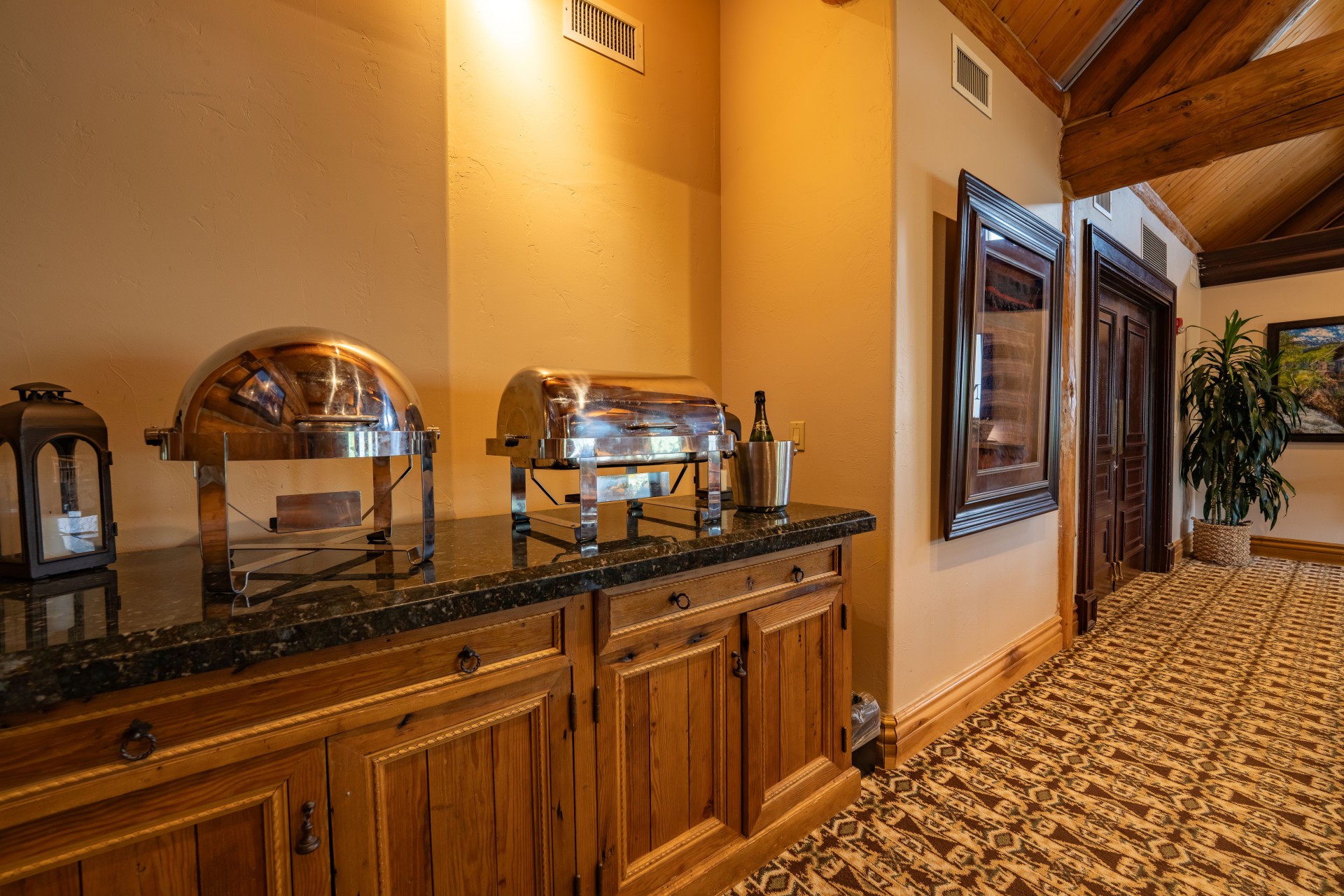 a buffet with food on top