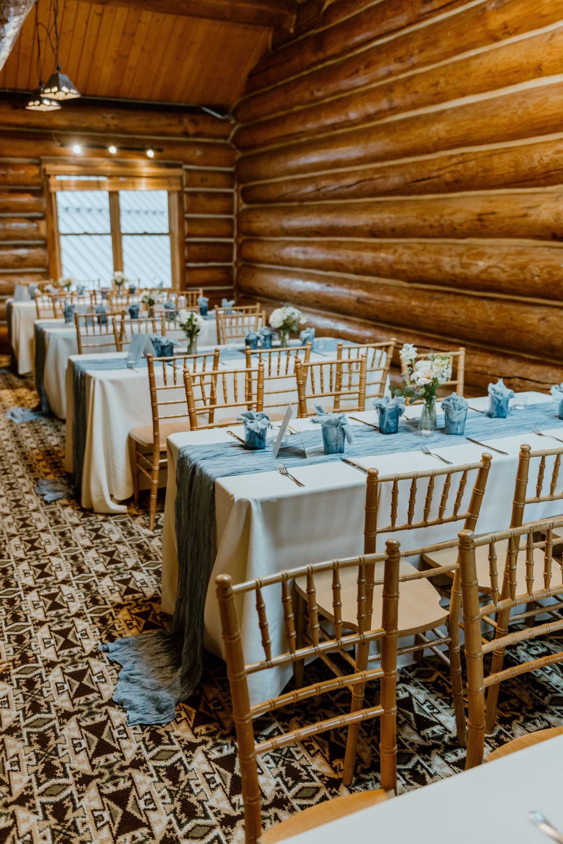 a room with tables and chairs