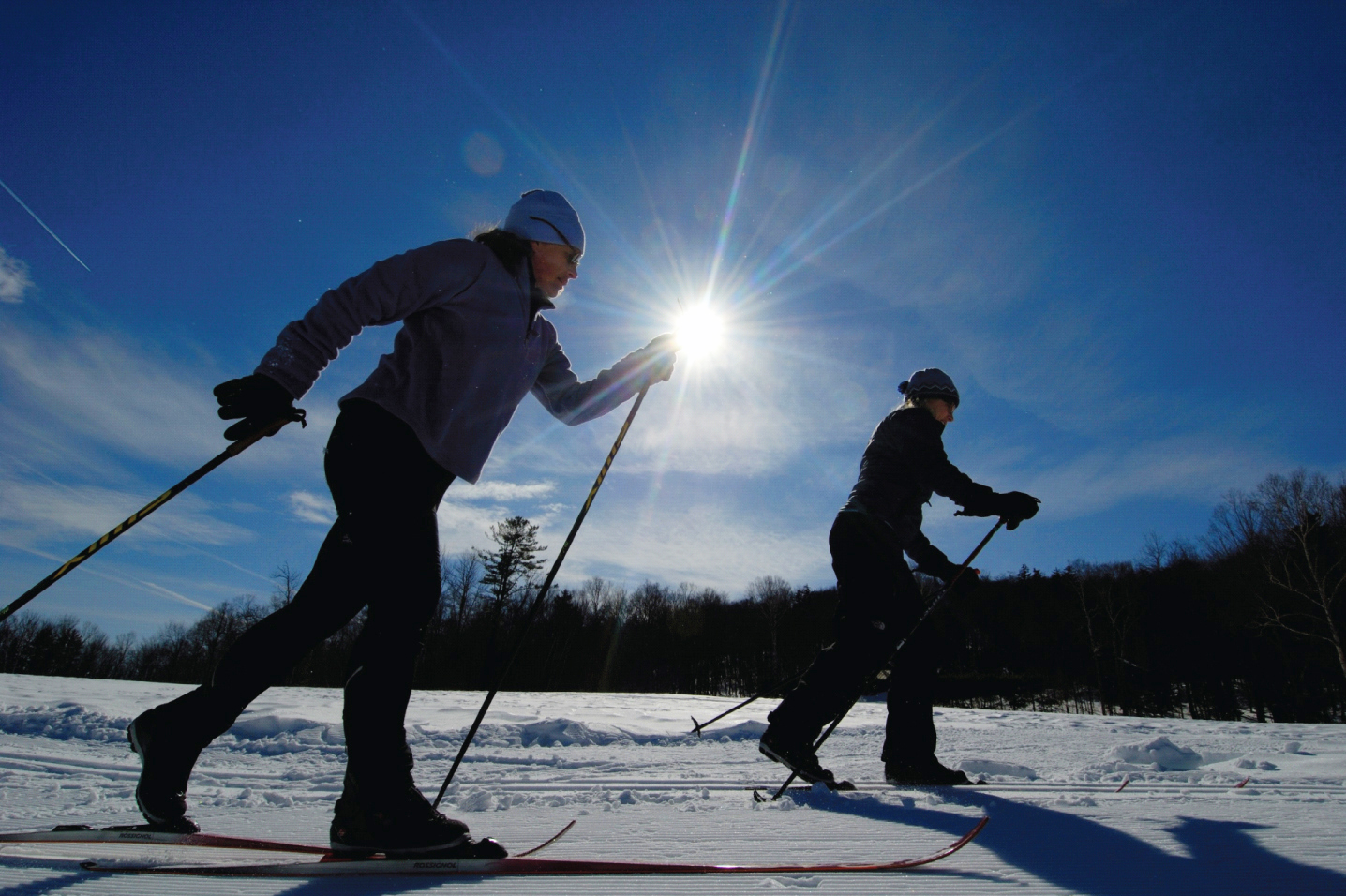 a group of people skiing on snow