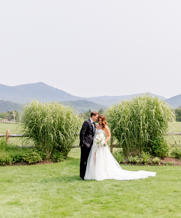 a man and woman in a wedding dress