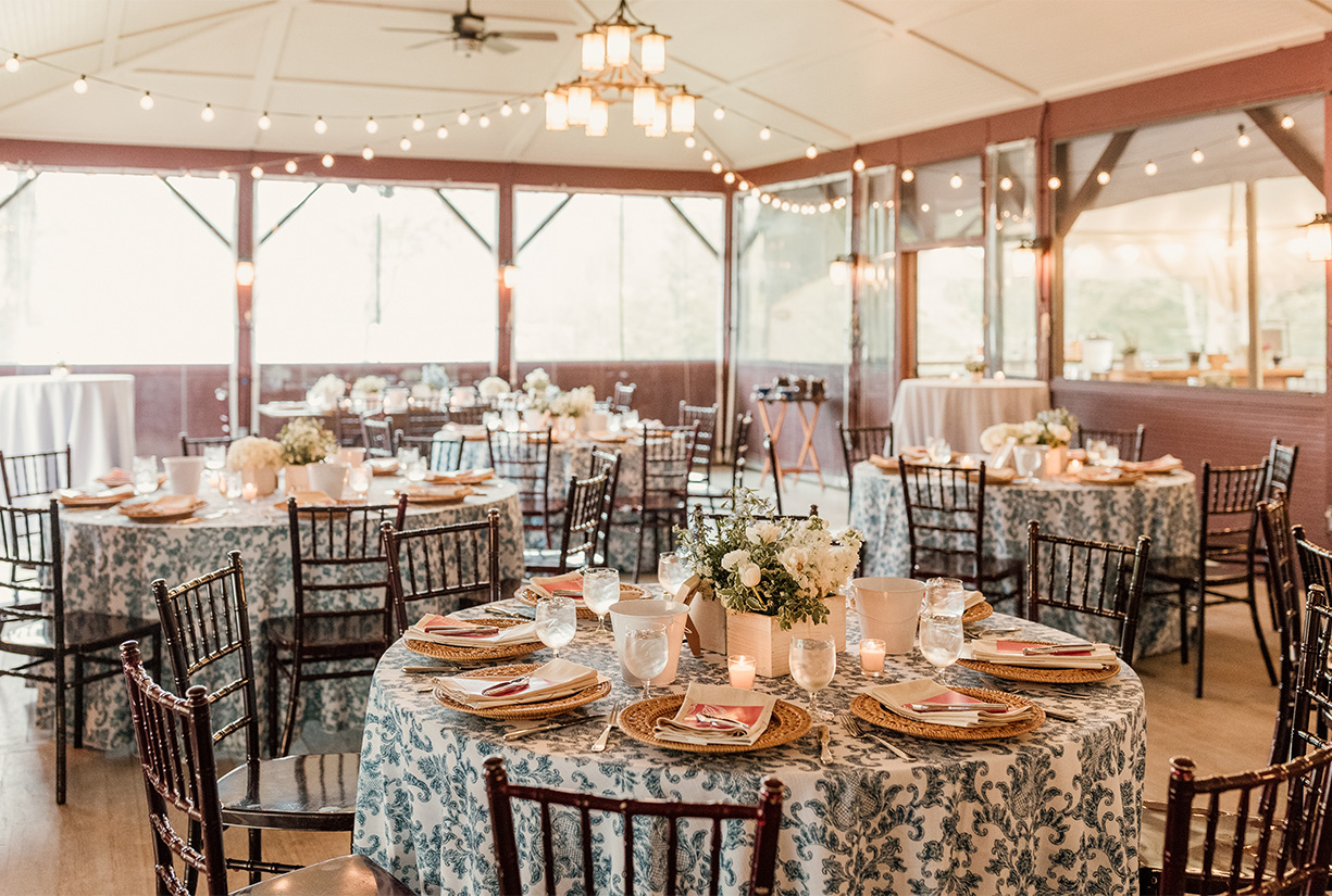 a room with tables and chairs