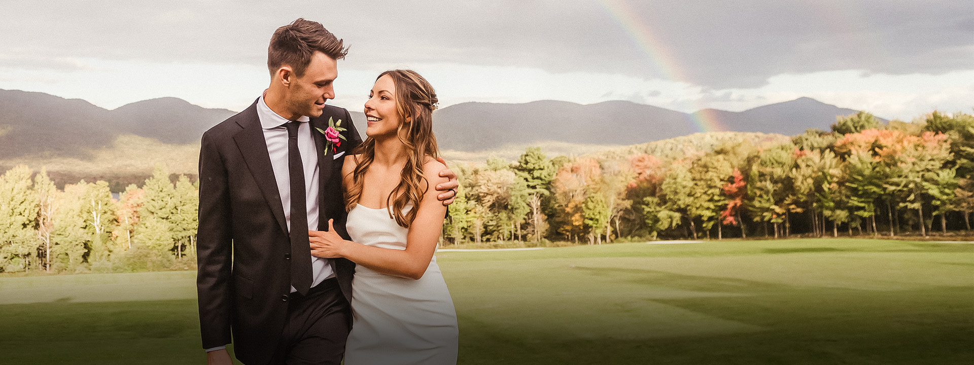 a man and woman in wedding attire