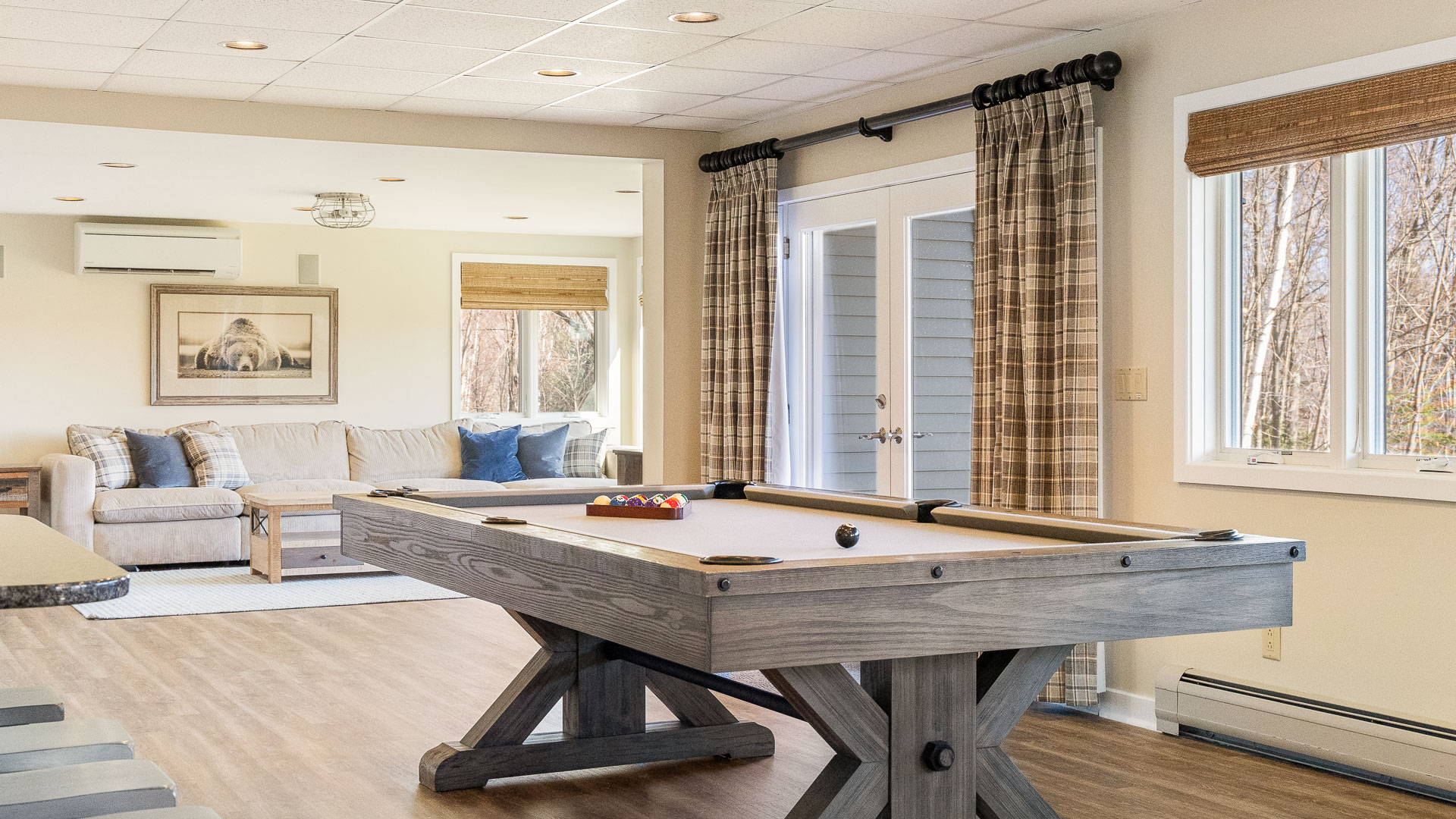 a pool table in a room