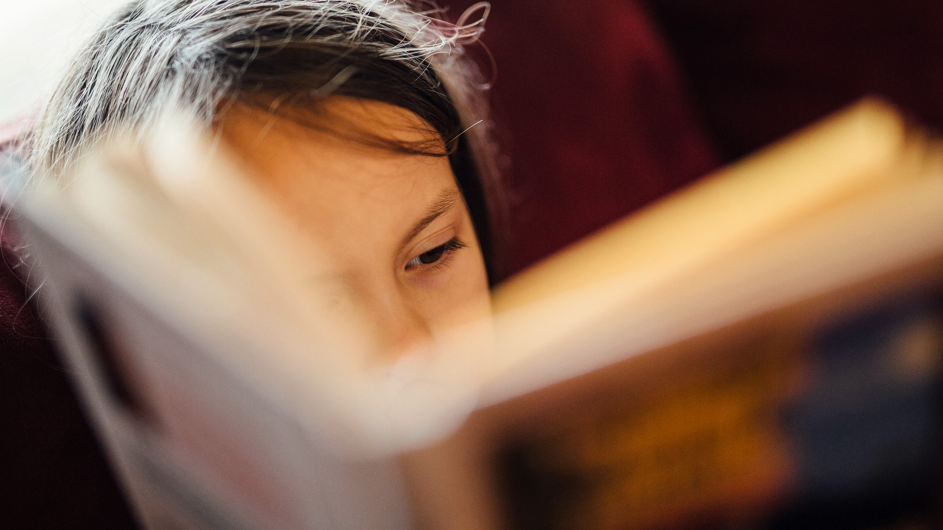 a close up of a child's face