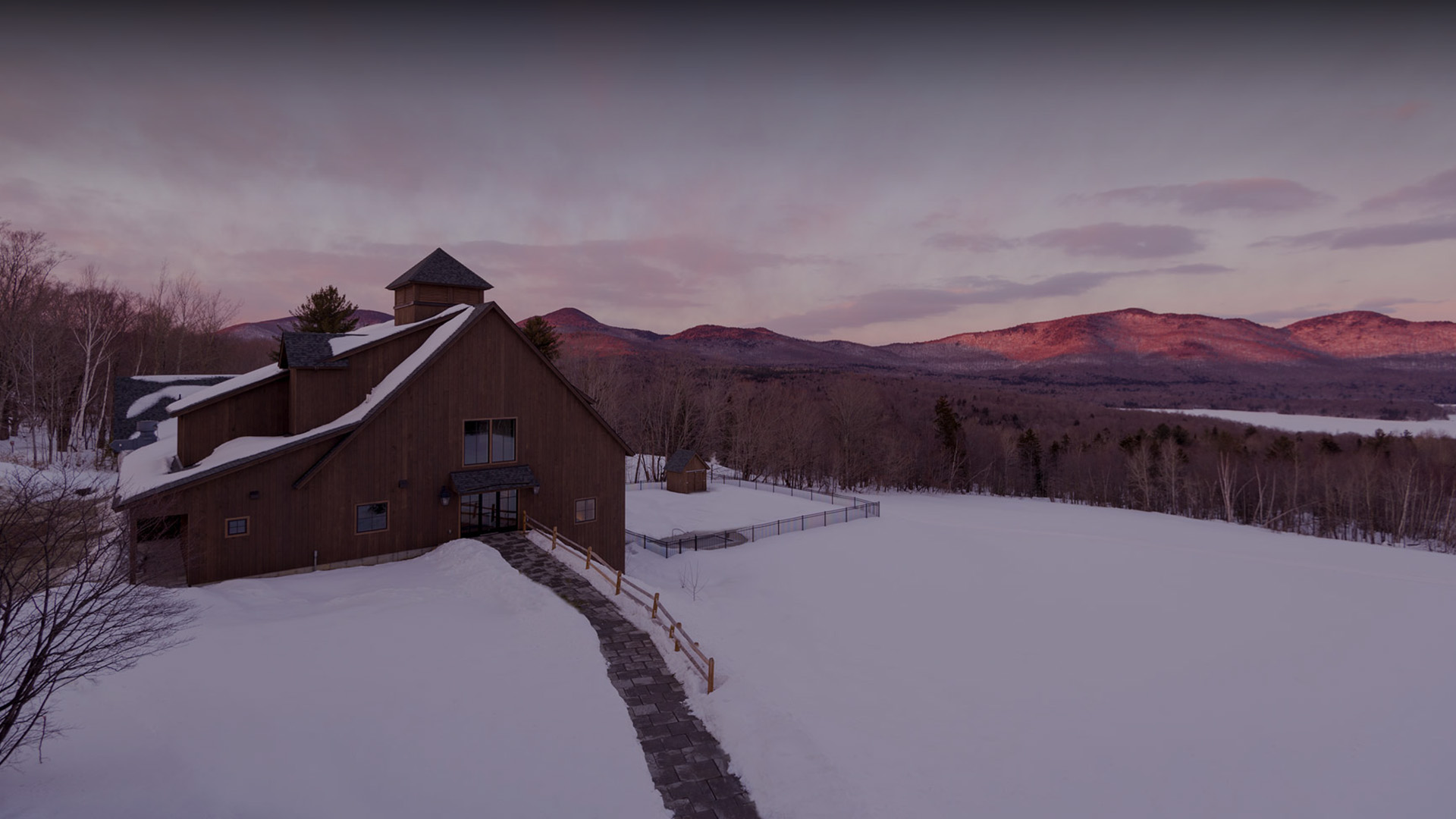 a building in the snow