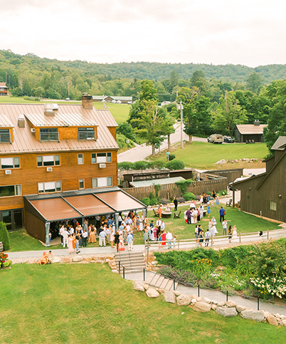 a group of people outside a building