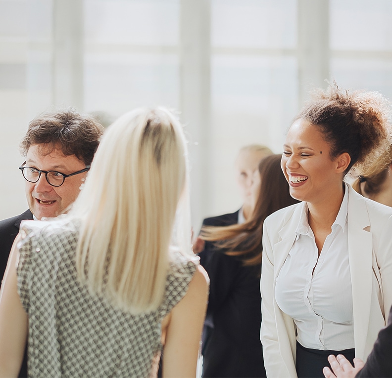 a group of people laughing