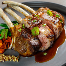 rack of lamb entree with glaze on top