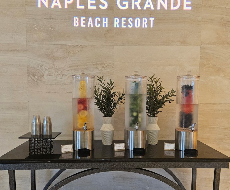 a table with drinks on it