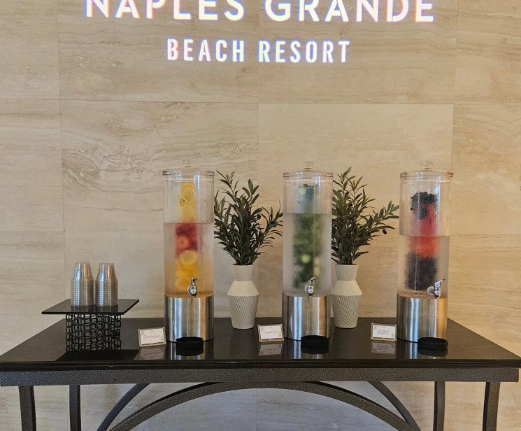 a table with drinks on it