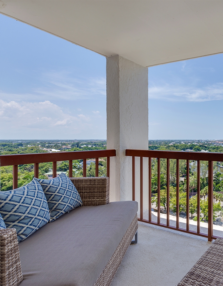 a couch on a balcony