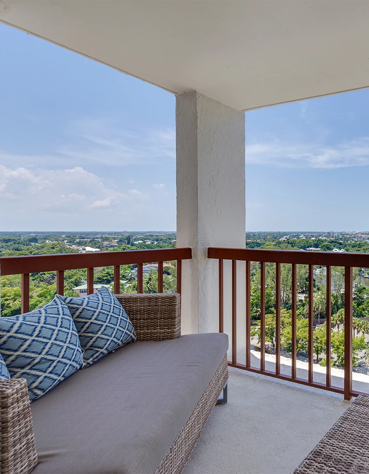 a couch on a balcony