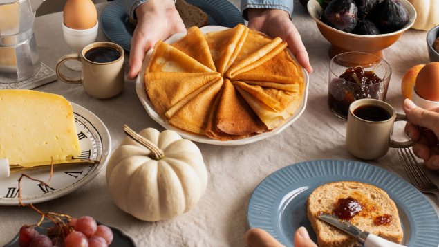 a plate of pancakes on a table