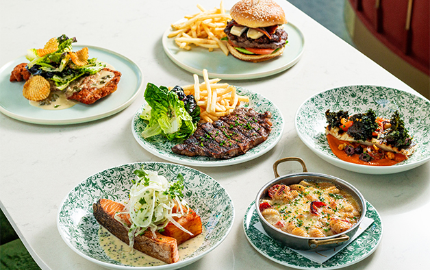 a table full of plates of food