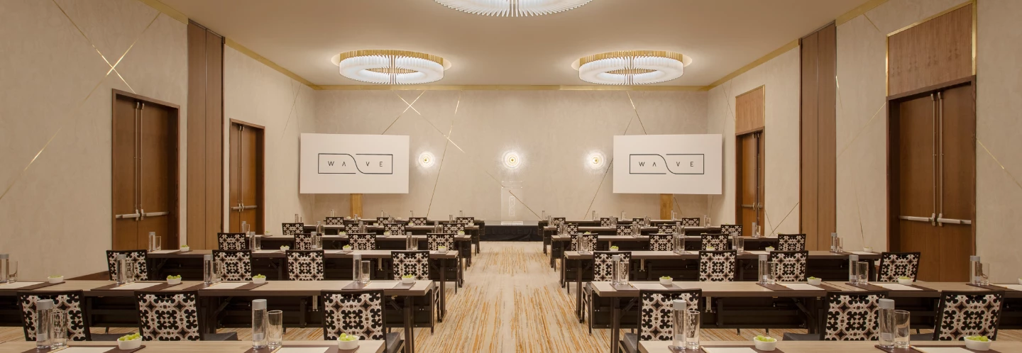 a room with tables and chairs