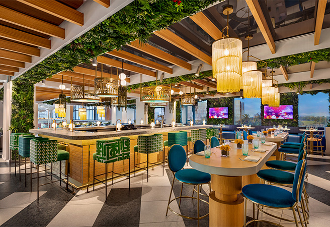 a restaurant with tables and chairs