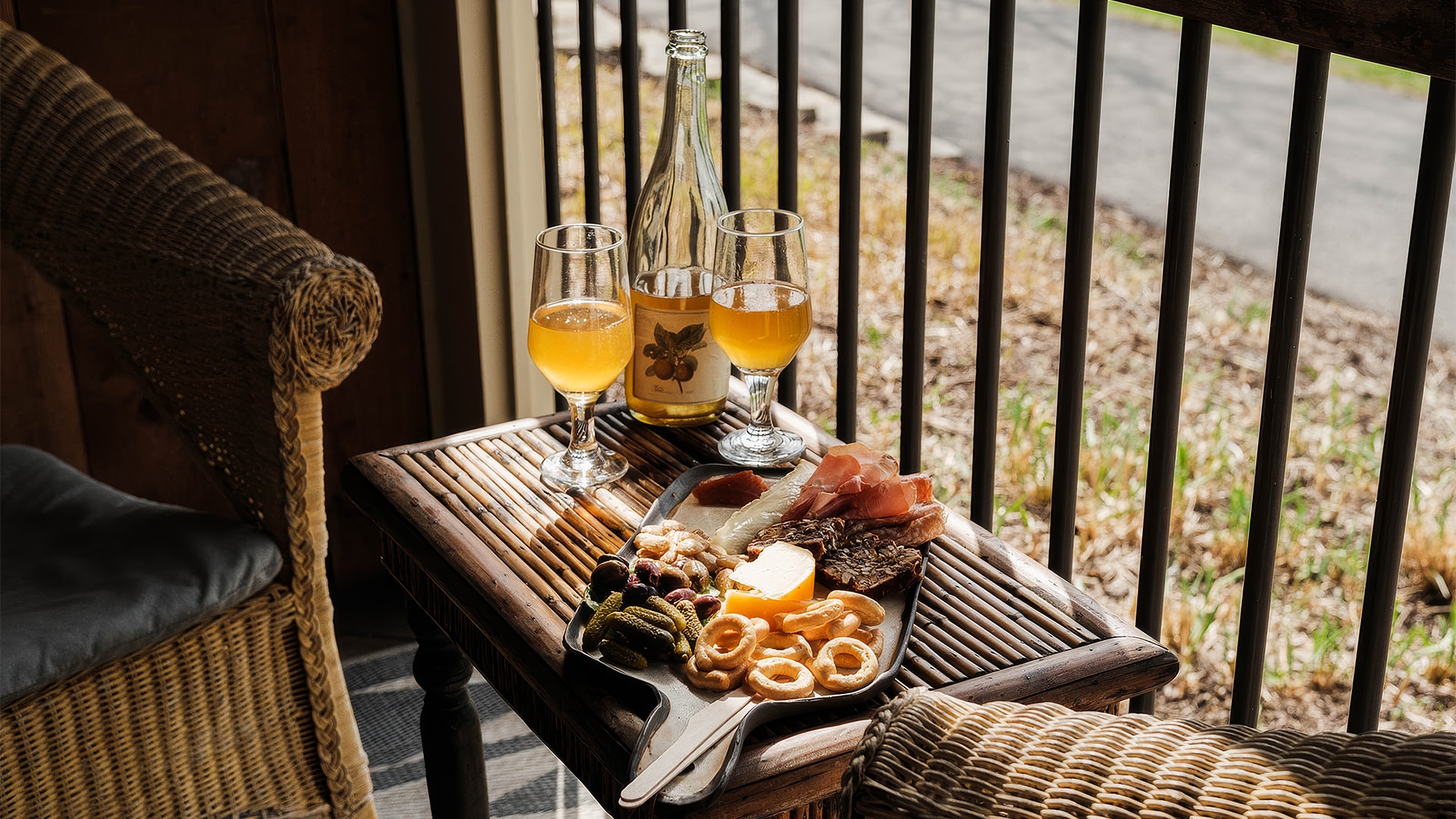 a table with food and drinks on it