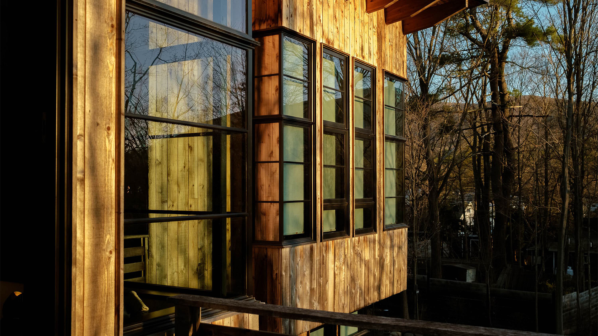 a building with windows and a railing